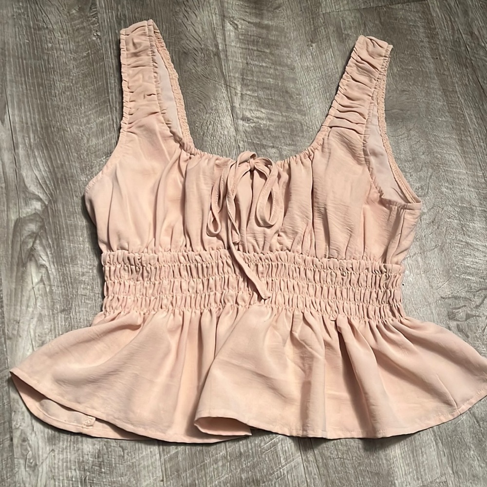 CREAM CINCH WAIST TOP SIZE L